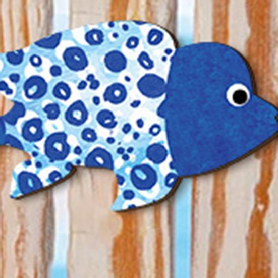 4Pcs Vintage Beach Wall Decor Nautical Coastal Wooden Fish Wall Art Ocean Style Fish Sculpture Lake House Hanging Decoration for Bathroom Bedroom