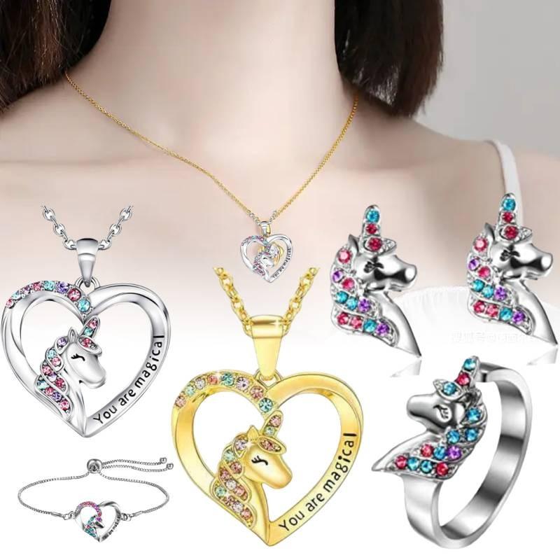 Heart Unicorn Pegasis Shaped Necklace Hollow Out Bracelet Simplicity Fashion
