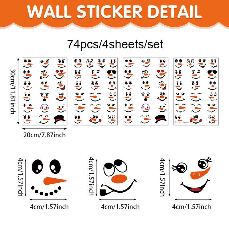 Cartoon snowman emoji sticker funny snowman decoration sticker self-adhesive refrigerator sticker wall sticker gift box decoration
