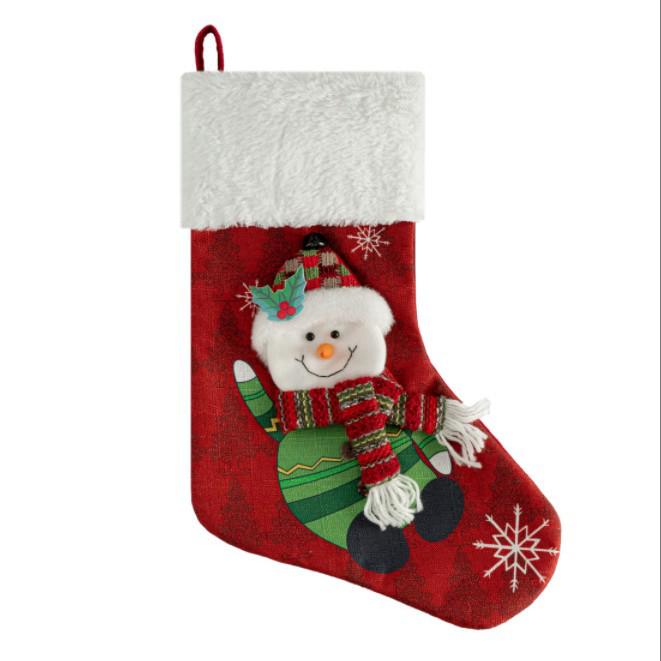 Three-Dimensional Embroidered Christmas Stockings with Ornament Gift Bags