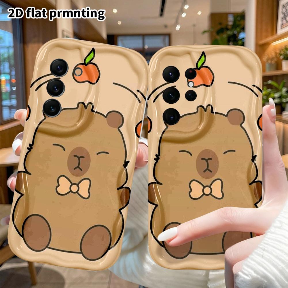 Phone Case: 2D flat, suitable for Samsung Galaxy A34 A35 M05 M06 S20 S22 S21 FE Plus 5G protective cases, capybara throwing an apple, perfect Christma