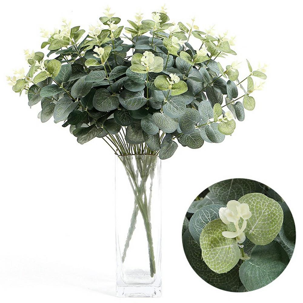 

2Pcs Artificial Eucalyptus 16 Heads Faux Plants Greenery Home Hotel Office Decor A