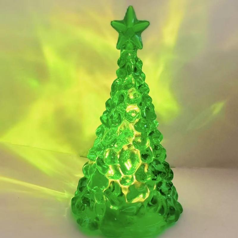 Veilleuse Arbre de Noël en Cristal Ornement de Bureau de Noël Lampe Arbre de Noël Cadeau de Noël Brille dans le Noir Décoration de Maison