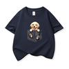 Kids Cotton T Shirt Lovely Pocket Golden Retriever Puppy Dog Print Crew Neck Short Sleeve Tee Breathable Boys Girls Summer Tops