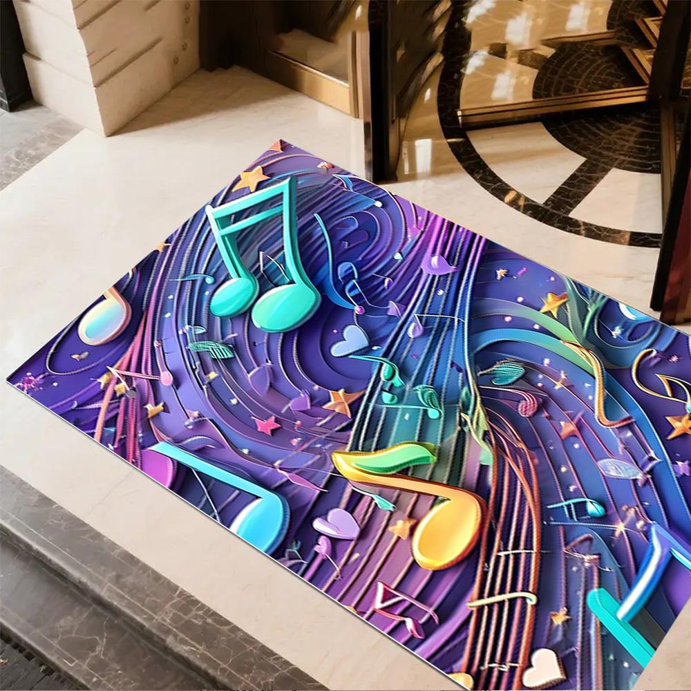 1pc music notes vinyl records and cassettes rug home carpet design for office decor gift living room bedroom