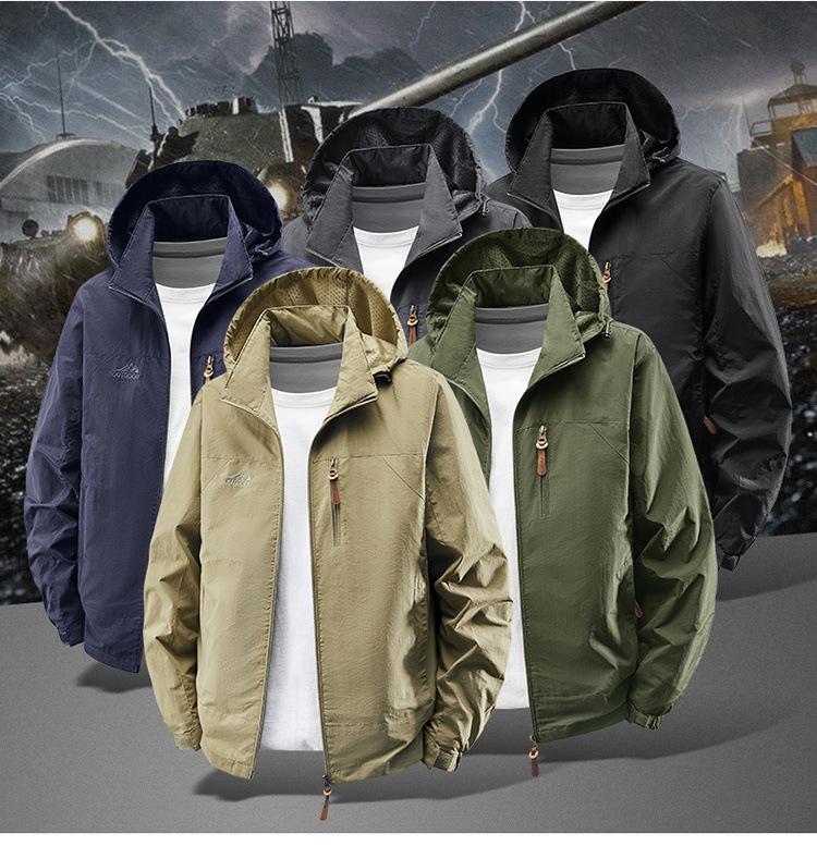 Men's Waterproof Windproof Hooded Jacket for Spring/Autumn - Style 8817