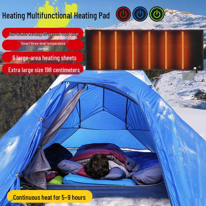 USB Electric Heated Outdoor Blanket: Non-slip, Foldable, Warm Sleeping Bag Pad for Camping and Car.