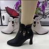 High-heeled Boots Female Spring and Autumn Single Boots New Women's Shoes Zip White Waterproof Taiwan High-heeled Shoes