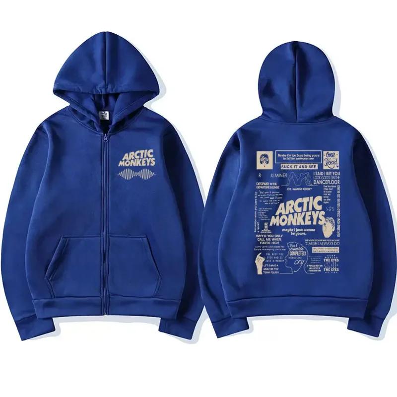 Rock Band Arctic Monkeys Music Tour Zipper Hoodies Men Women's Hip Hop Oversized Sweatshirts Long Sleeve Zip Up Jackets Hoodie