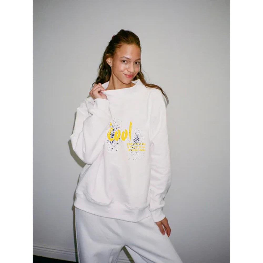 European Heavyweight Women's High Neck Loose Hoodie - Autumn Collection