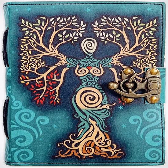 Blank Spell Book of Shadows Journal with Lock Clasp Handmade Deckle Edge Paper Leather Bound Journal for Women and Men Travel Notebook for Writing