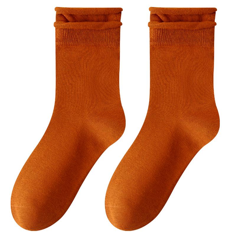 Women's Autumn/Winter Over-the-Knee Ruffle Socks - Boneless, Solid Color, Anti-Pilling, Postpartum-Friendly, Versatile Student Socks.
