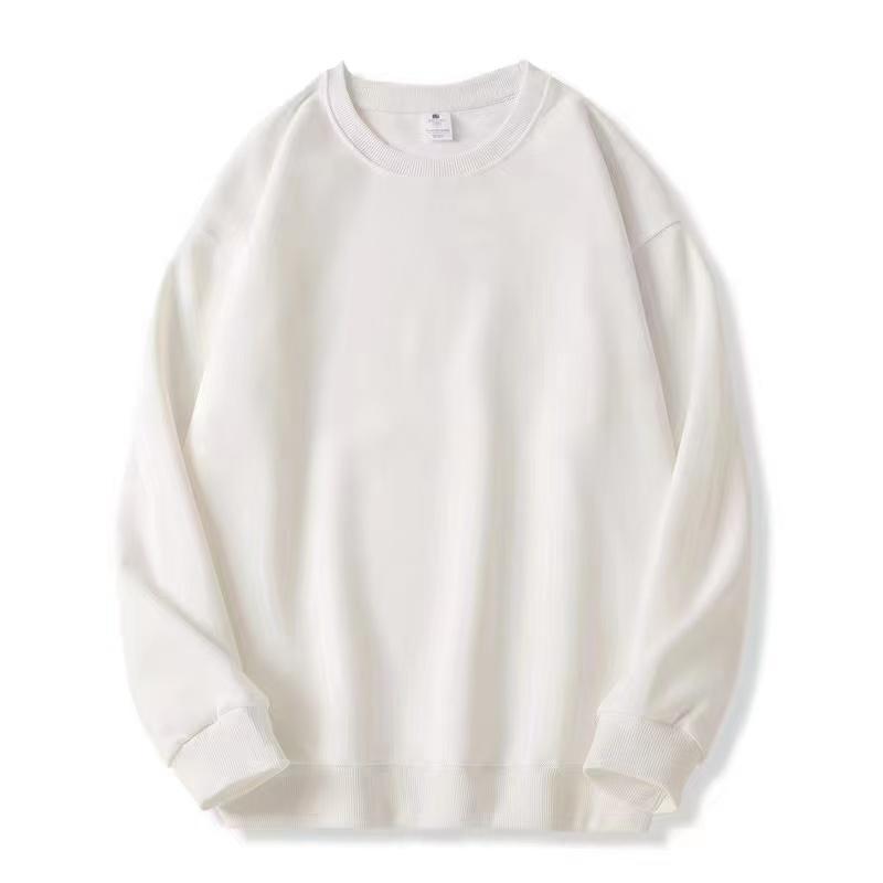 2025 Winter Men's Pure Color Cotton Round Neck Hoodie - Trendy Couple Youth Pullover with Print