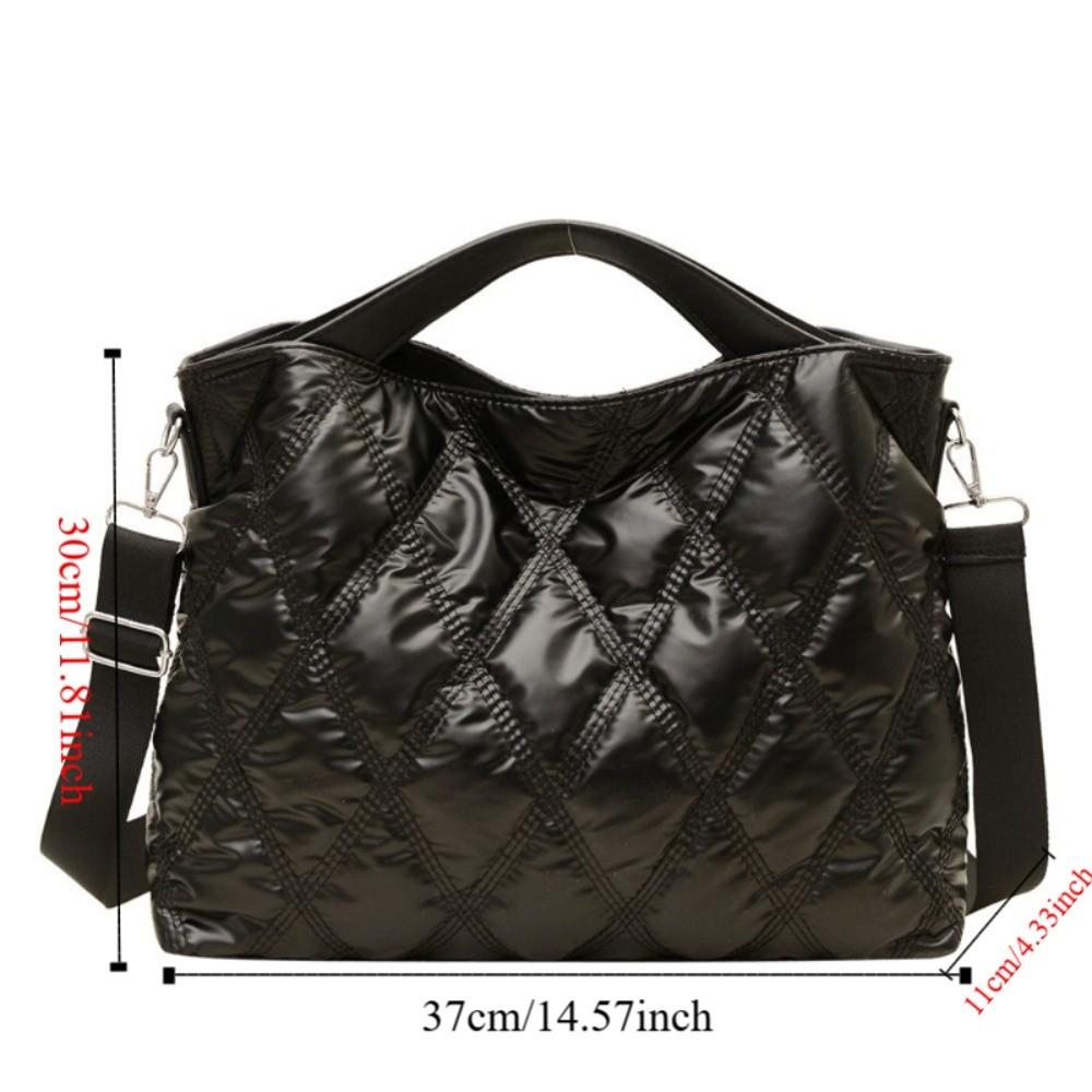 Soft Handle Puffer Rhombus Shoulder Bag Wear Resistant Quilted Patterned Tote Bag  Daily Use