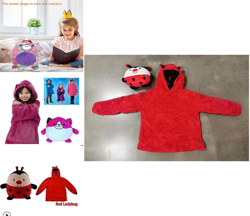 Kids Super Soft Plush Winter Fleece Warm Hooded Giant Sweatshirt Blanket