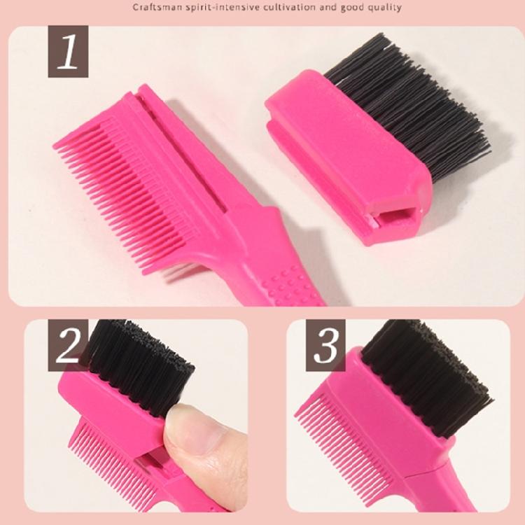 Hair Control Edge Brush with Metal Rat Tail Comb Double Sided Hair Styling Brush