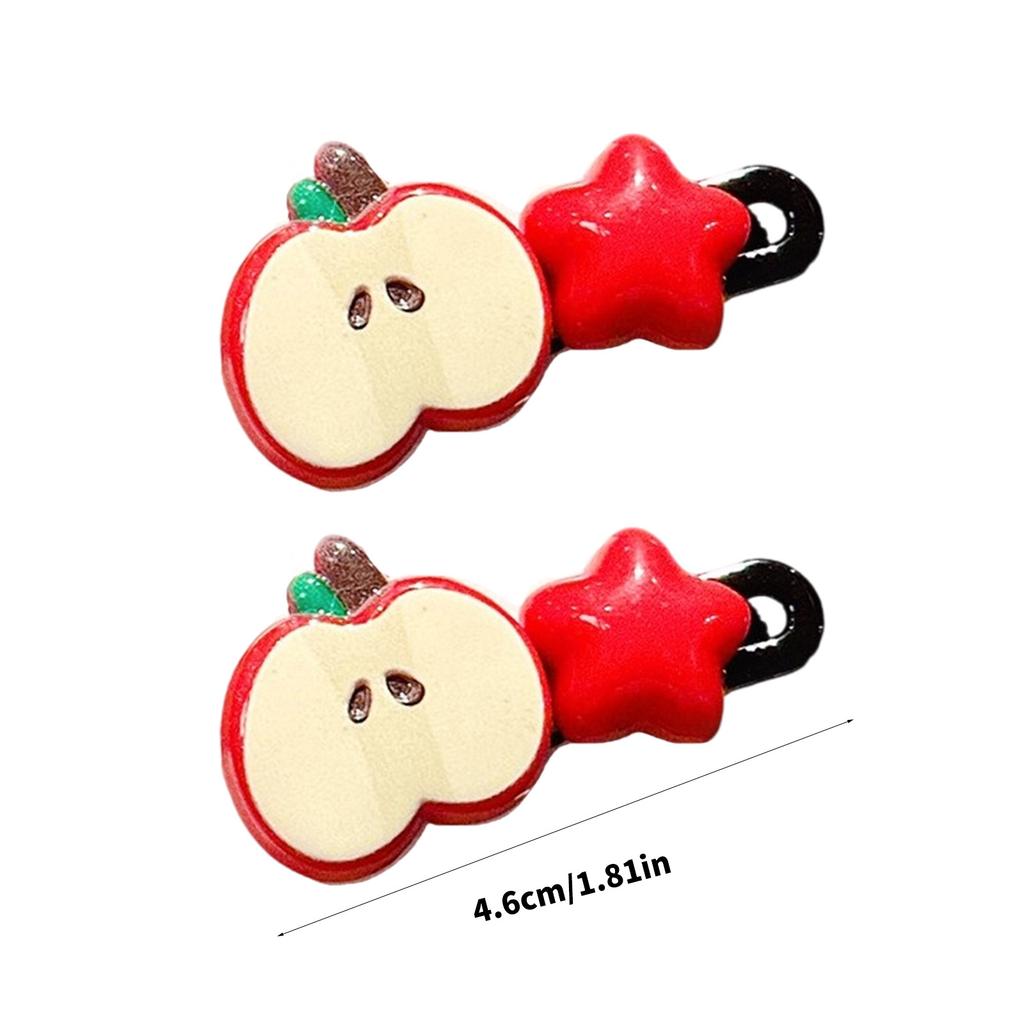 2Pcs Girls Hair Accessories Cute Apple Star Duckbill Clips for Children and Teens Party Headdress Festival Hair DecorS