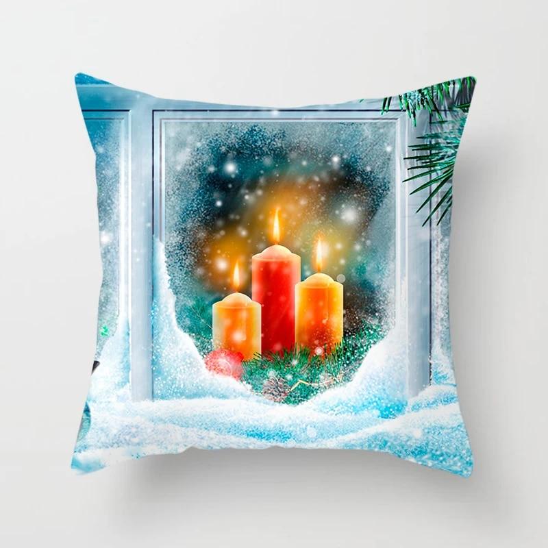 Home Decoration Christmas Snow Pillowcase Santa Claus Gift Fireplace Christmas Decoration Pillowcase
