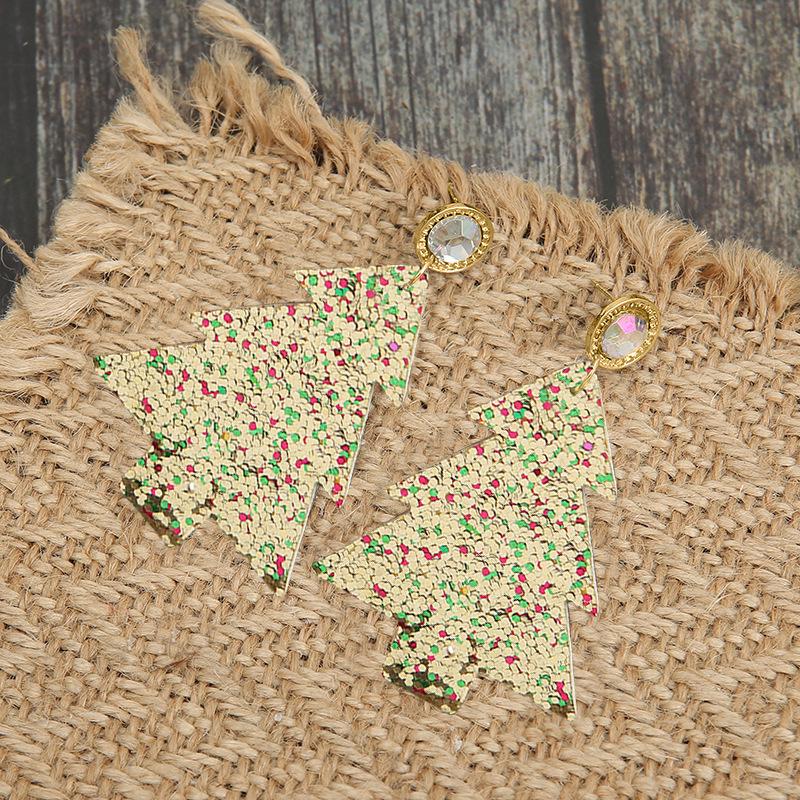 Christmas Tree Sequin Dangle Earrings: Exaggerated Holiday Fashion Gift
