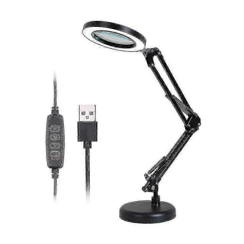 Magnifying Glass With 64 Leds Desk Lamp 8 Times Magnification 10 Levels Of Adjustable Brightness Dimmable - JA