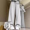 Douyin Mamba Women's Fleece-Lined Wide-Leg Sweatpants - Autumn/Winter 2024