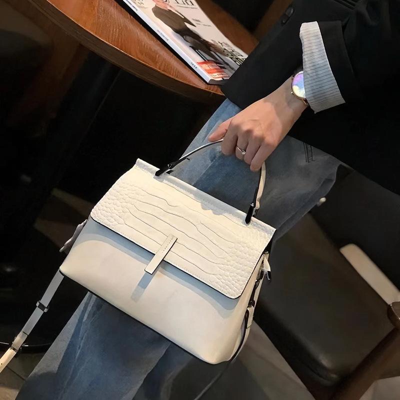 Nuova Borsa a Mano in Pelle con Fantasia Coccodrillo, Borsa a Spalla a Forma di Conchiglia, Borsa Versatile da Donna, Borsa a Tracolla Retro in Pelle di Mucca