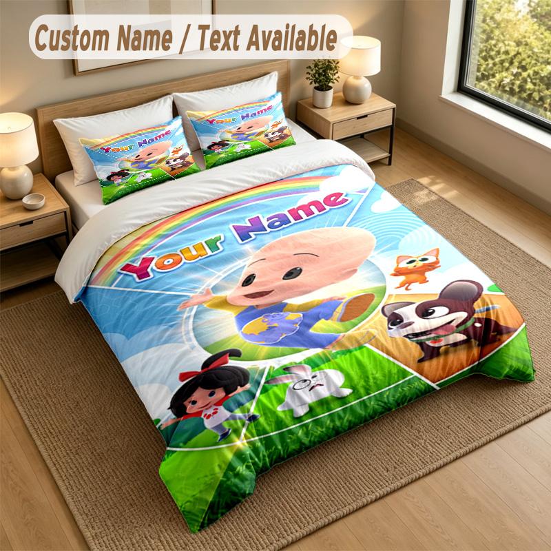 Custom Name Text Bedding 3Pcs Set,Cleo & Cuquín 1 Duvet Cover 2 Pillowcases Soft Bed Linen For Gift