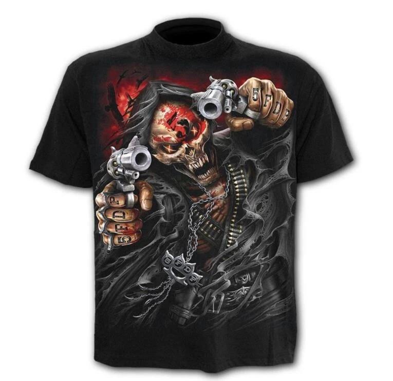 Skull skull punk streetwear T-shirt shirt costumes polyester Black M