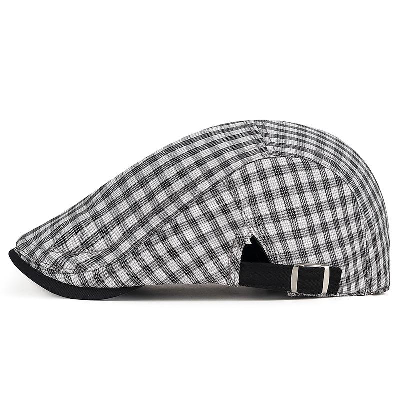 Spring Summer Solid Color Plaid Newsboy Caps Flat Peaked Cap Men and Women Painter Beret Hats