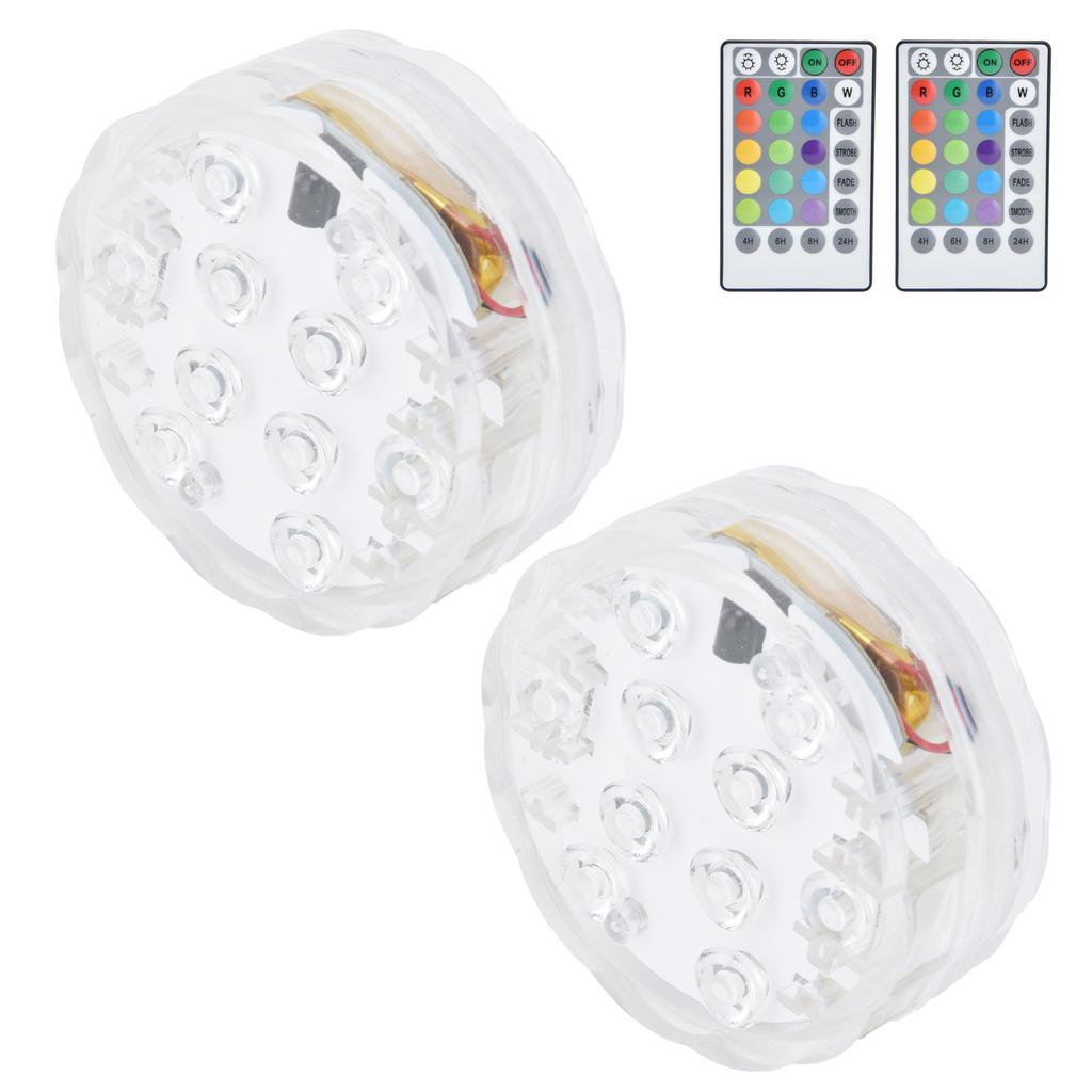 2Pcs 10LED Diving Light 16?Color USB Charging with 28?Key Remote Control Timing Underwater Lamp