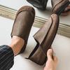 Men’s Retro Moccasins Shoes Fashion Casual Slip On Flats Driving Shoes Black Khaki Wide Head Shoes Plus Size