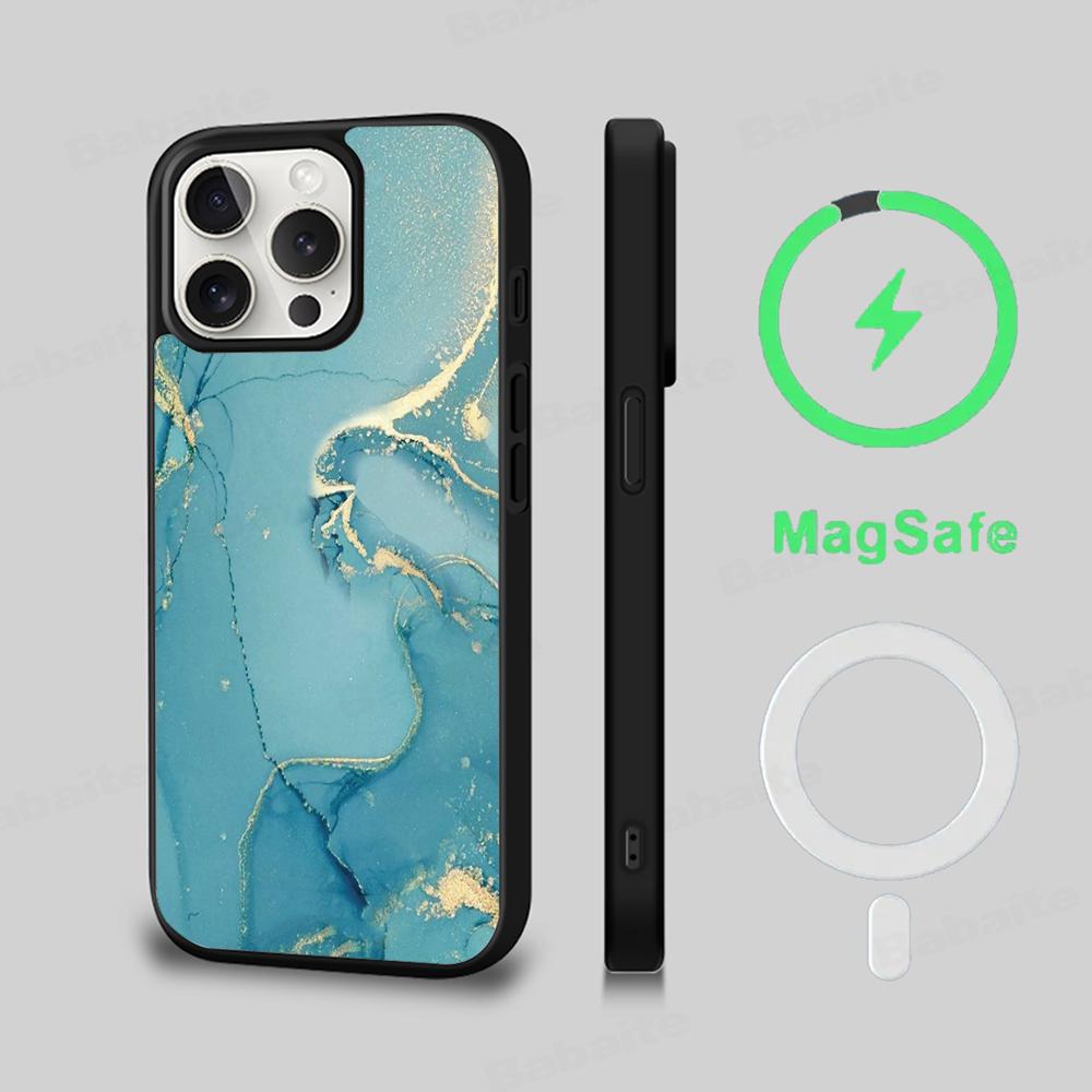 Marble Art Phone Case Magnetic Case For IPhone 16 14 13 12 11 15 Pro Max Plus For Magsafe Wireless Charge Cover