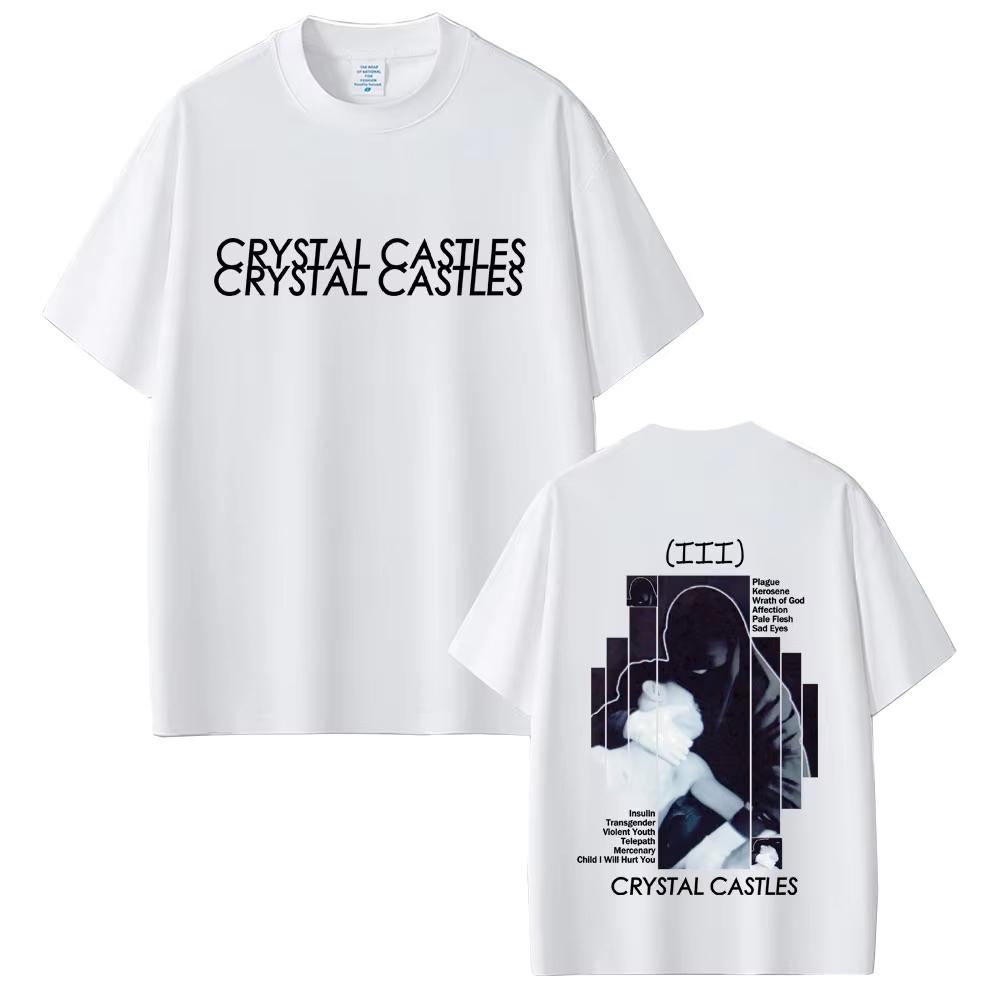 2026 Crystal Castles III Album Graphic Tshirt Unisex Women Vintage Gothic Rock Streetwear Male Casual cotton Short Sleeve Tshirts 3XL