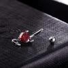 3x Devil Heart Crystal Surgical Steel Navel Belly Buckle for Family Gatherings