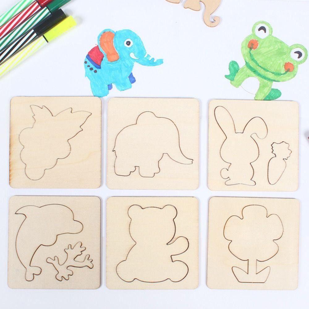 Puzzle Painting Wooden Painting Stencils for 60Pcs/set Interactive Educational Toys