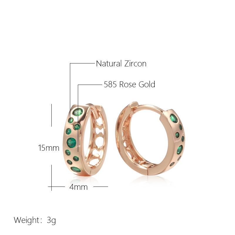 New Classic  Rose Gold Drop Earring Geometric Green Natural Zircon Earrings Girl'S Unusual Accessories For Woman