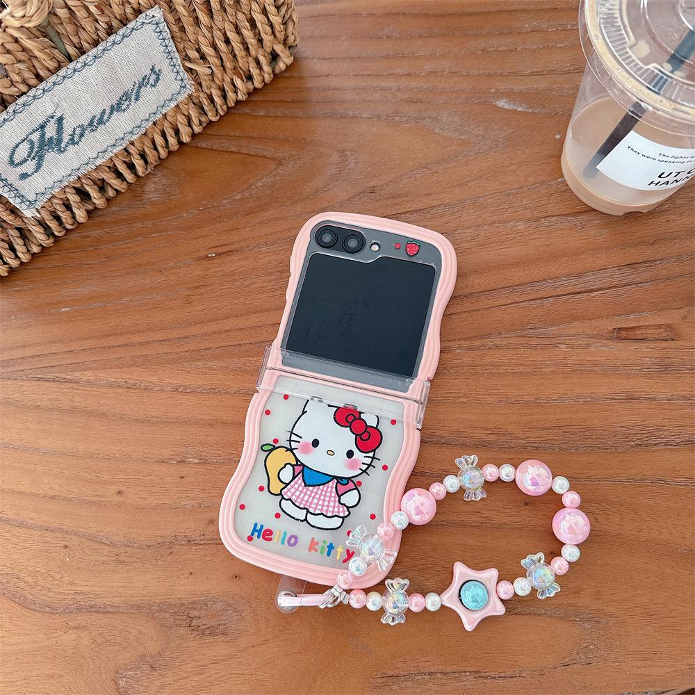 KT Cat Samsung Galaxy Z Flip Series Protective Phone Case with Lanyard