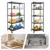 Carbon Steel 5 Tier Black Storage Rack,60x35x160/90x40x160cm Adjustable Freestanding     Storage Rack with 4 Wheels for Garages