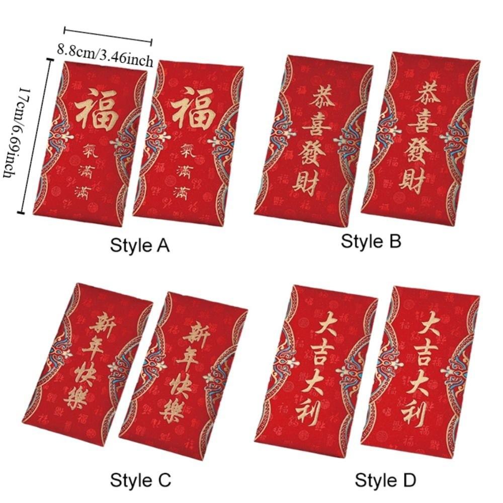 6pcs Frosted 2026 Lucky Money Bag Blessings Printing HongBao New Year Decoration Red Packet Wedding
