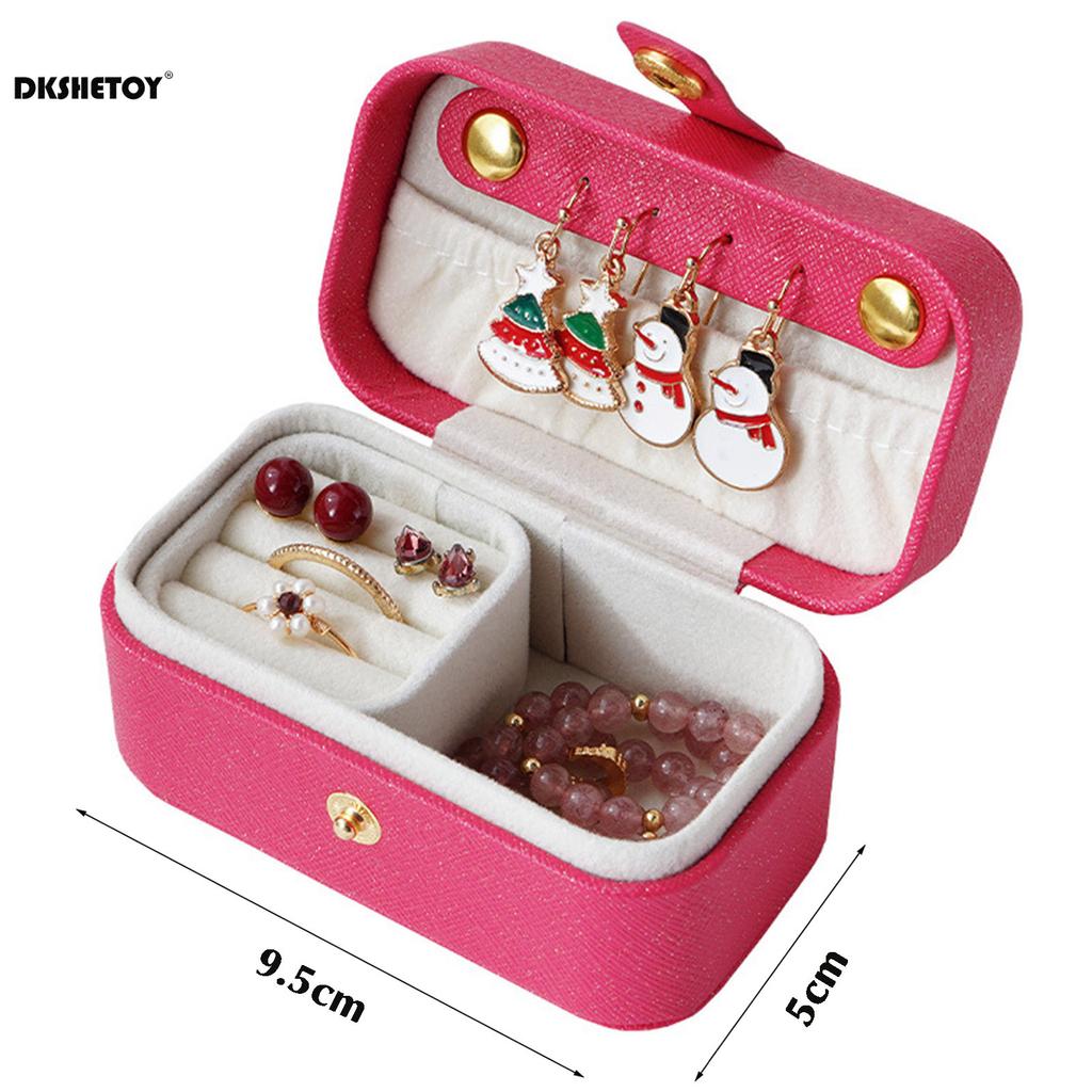 Mini Faux Leather Jewelry Box Multiple Compartments Jewelry Display Case for Travel Rings Jewelry Holder