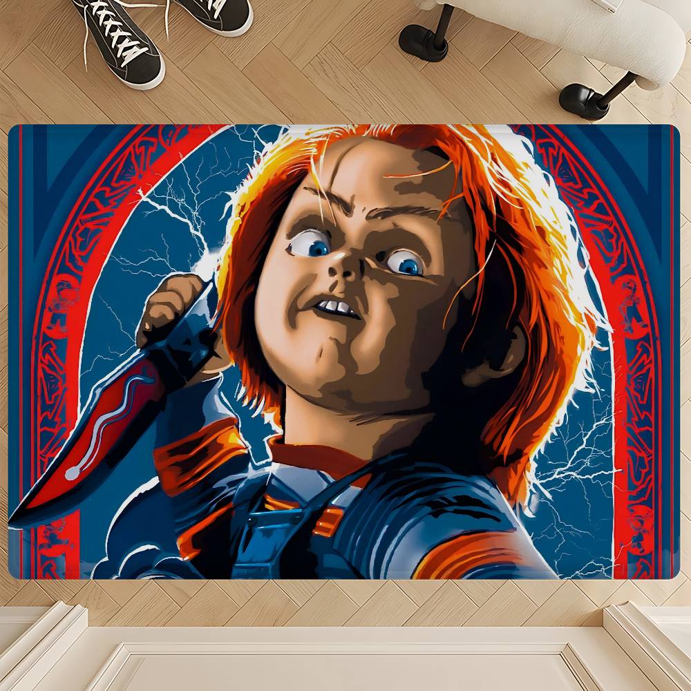 Horror Doll Chucky Entrance Door Mat Rectangle Anti-slip Home Soft Badmat Front Door Indoor Outdoor Mat Household Carpets