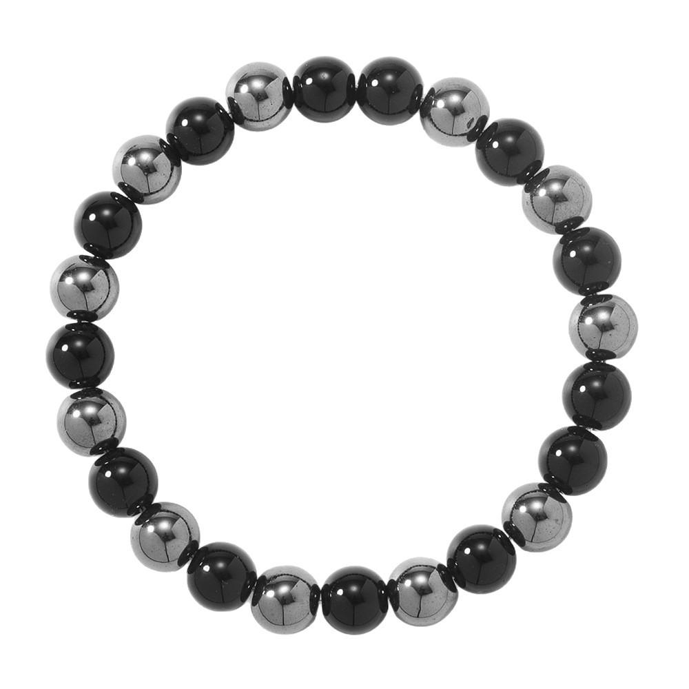 Simple men's bracelet, black iron gallstone bracelet, batch goods, European and American street bracelet beads.
