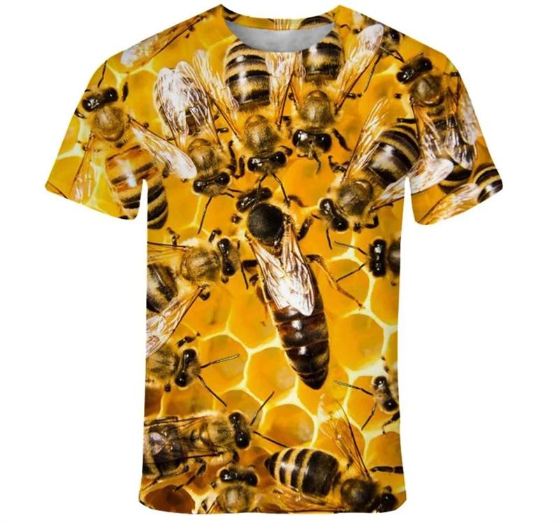 Funny Honey Bee Graphics T-Shirts Summer Fashion Short Sleeve Animal 3D Printed Loose Casual Harajuku Men's T-shirts