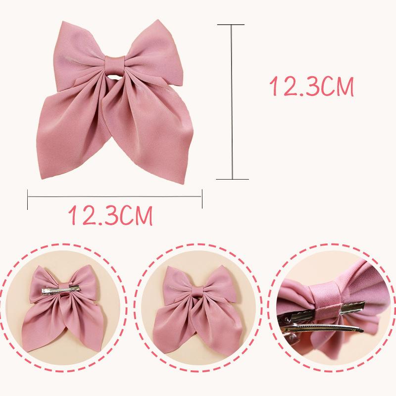Sweet Bow Women Hairpins Solid Color Satin Bowknot Clips For Girls Butterfly Barrettes Duckbill Clip Kids Hair Accessories