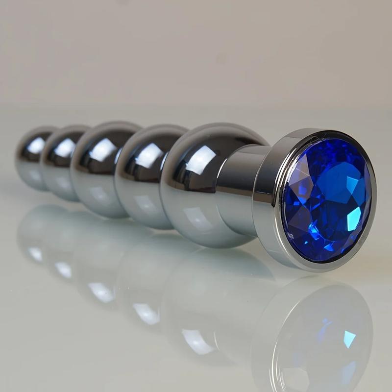 Tapón anal de acero inoxidable para masaje de próstata, con 5 bolas, juguetes sexuales para hombres, mujeres y homosexuales, tapones anales de metal