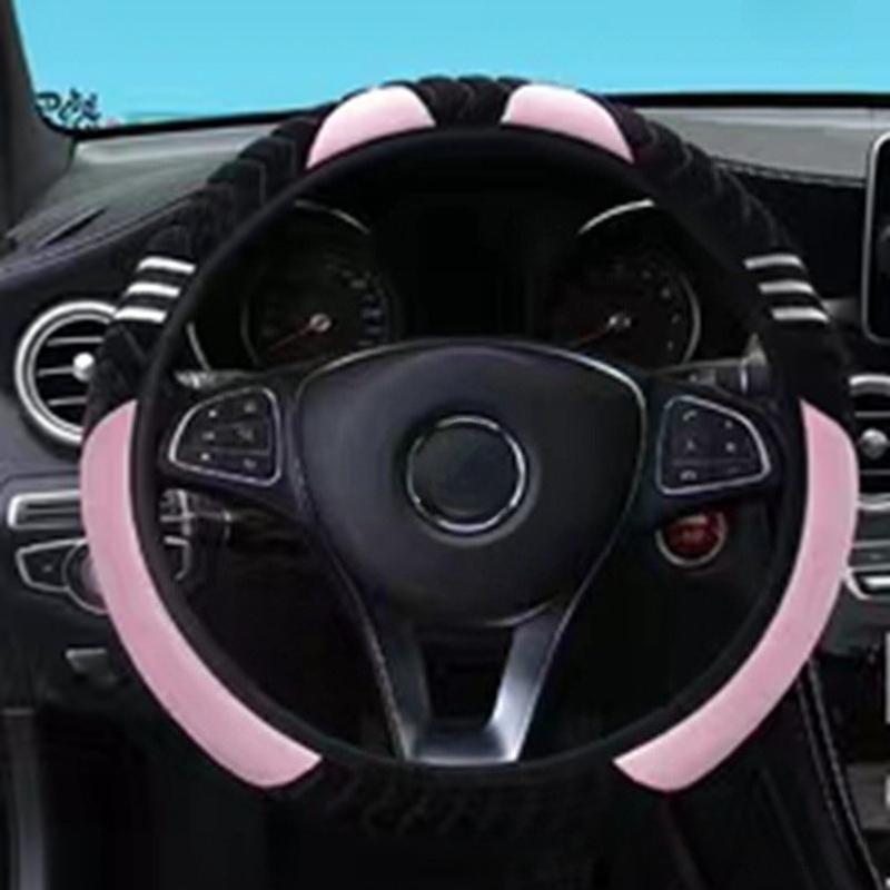 

Car Steering Wheel Cover Universal Plush Steering Wheel Cover 360° Warmth Anti-slip 1PC розовый