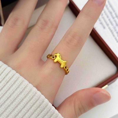 Fingerring Pferdekopf Geld Design Damenring 2026 Jahr des Pferdes Öffnung Verstellbarer Ring
