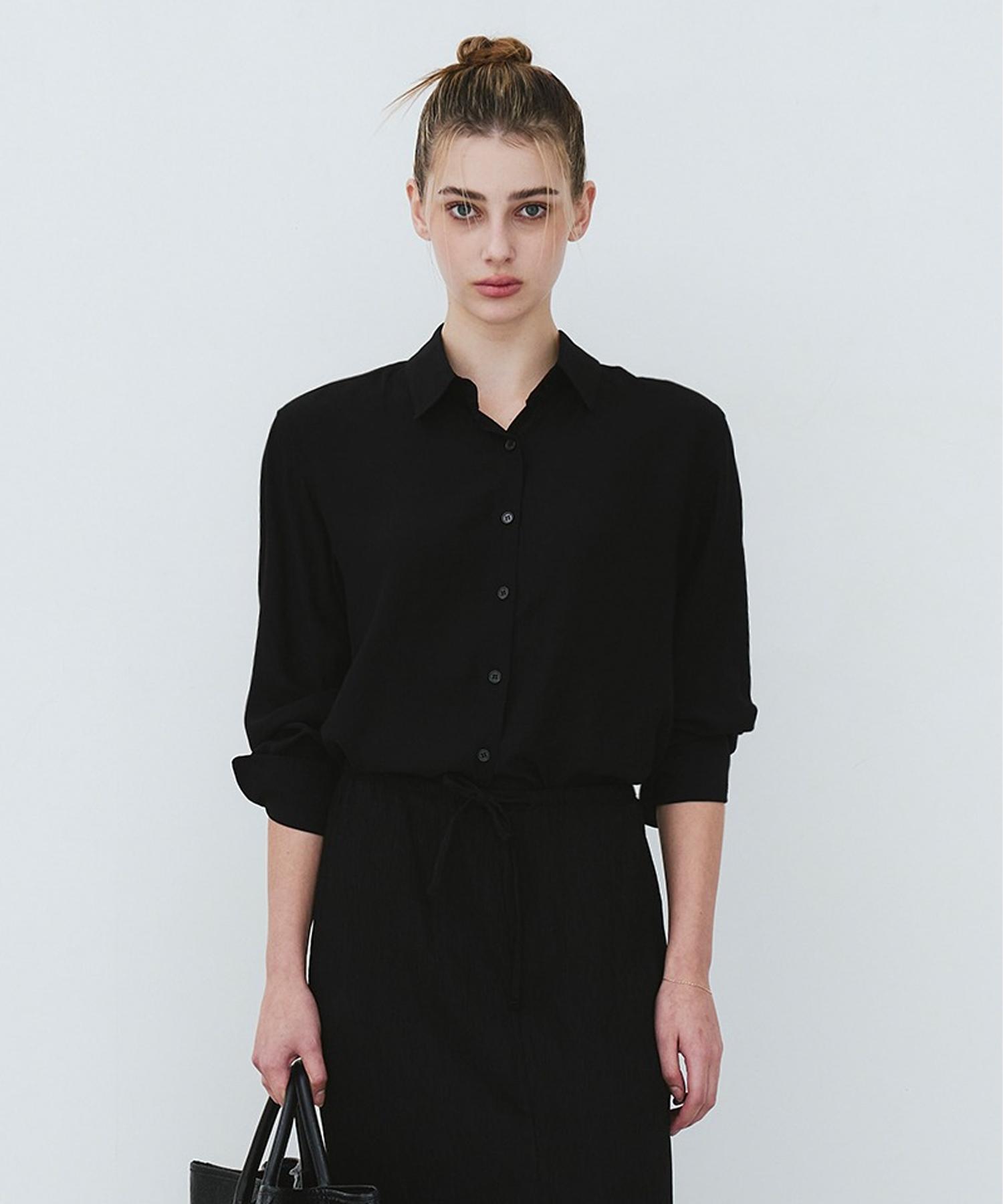 Artinery See-Through Wrinkle Shirt (Black)