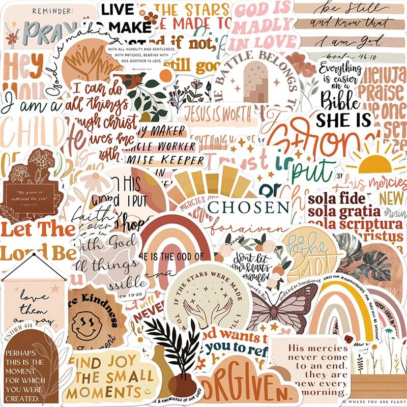 10/30/50PCS Kawaii Boho The Bible Decoration Scrapbooking Accessories PVC Sticker Aesthetic Stationery School Supplies