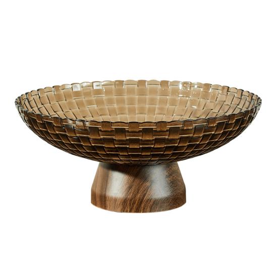 Plastic Fruit Bowl Large Modern Textured Fruit Holder Stand with Removable Pedestal
